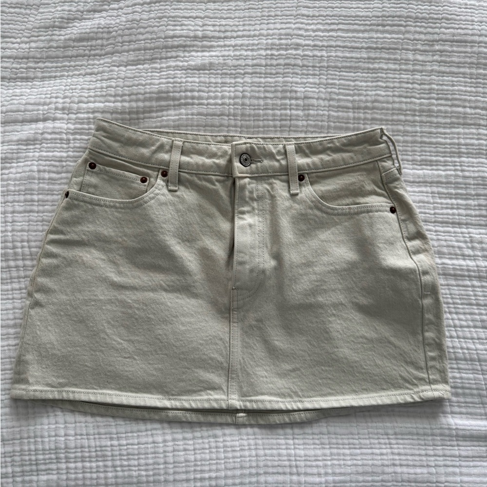 Abercrombie & Fitch Mid Rise Denim Mini Skirt (sz27 curve love) - Picture 3 of 5